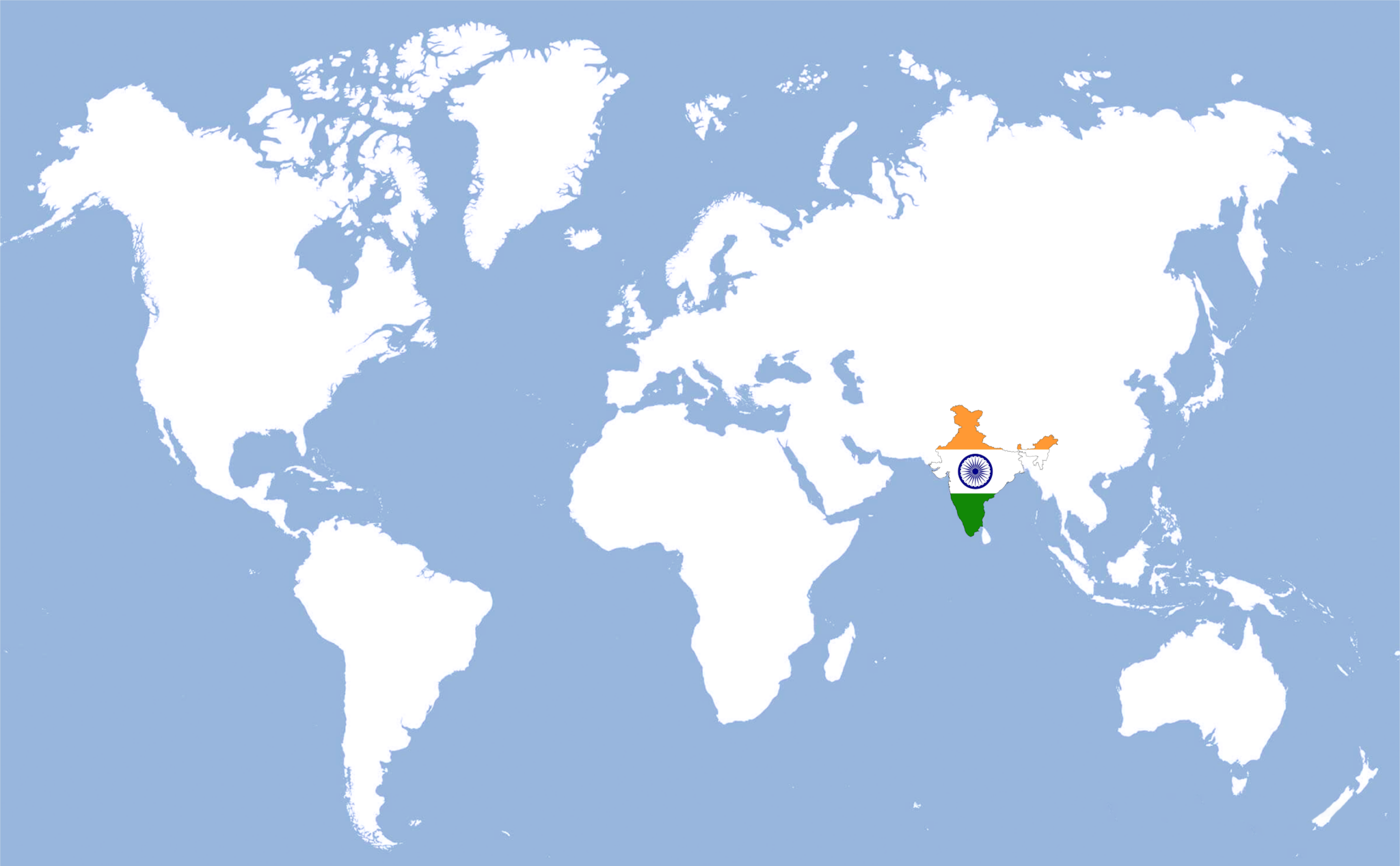 India on world map India Flag Map