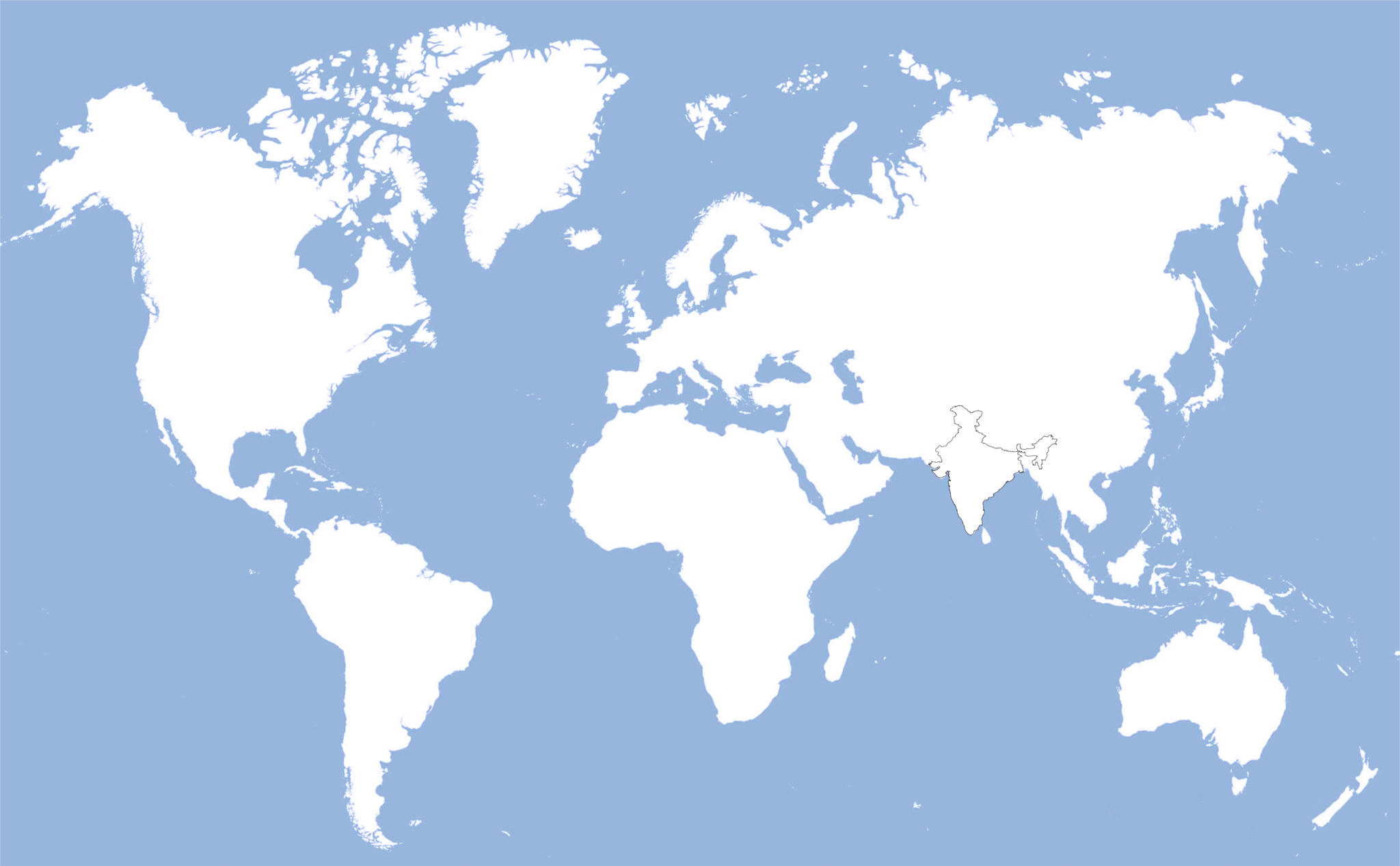 Indian on Blank World Map